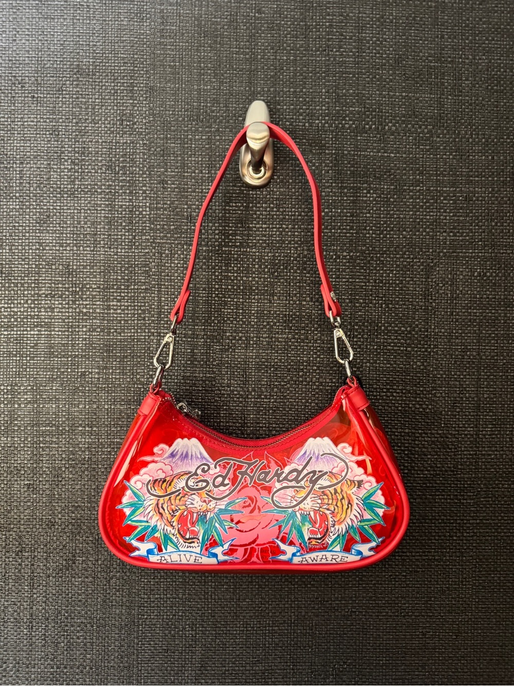Ed Hardy Red Tiger Tattoo Shoulder Bag Purse Y2K NWT